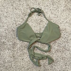 Aerie Sage Green Wrap Bikini Top